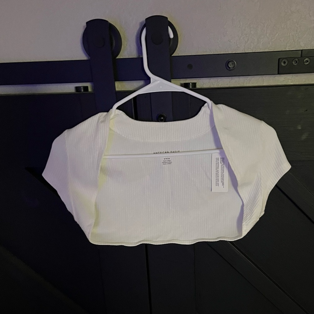 American Eagle Outfitters White Ribbed Top